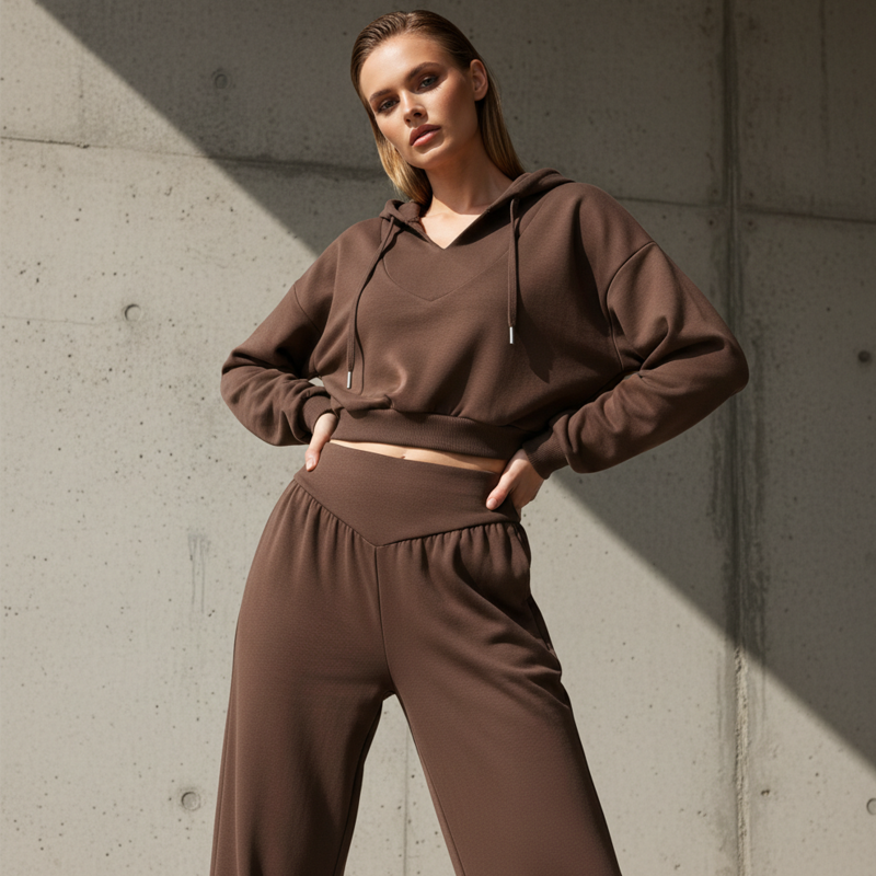 👖🌞Women’s Crop Hoodie & Wide-Leg Pants | Effortless Street Style🎐
