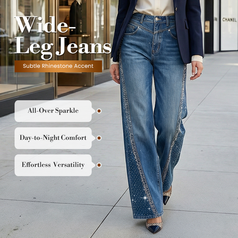 🎁2026 New Arrivals 50% OFF💥Women's Rhinestone-Embellished Wide-Leg Jeans👖