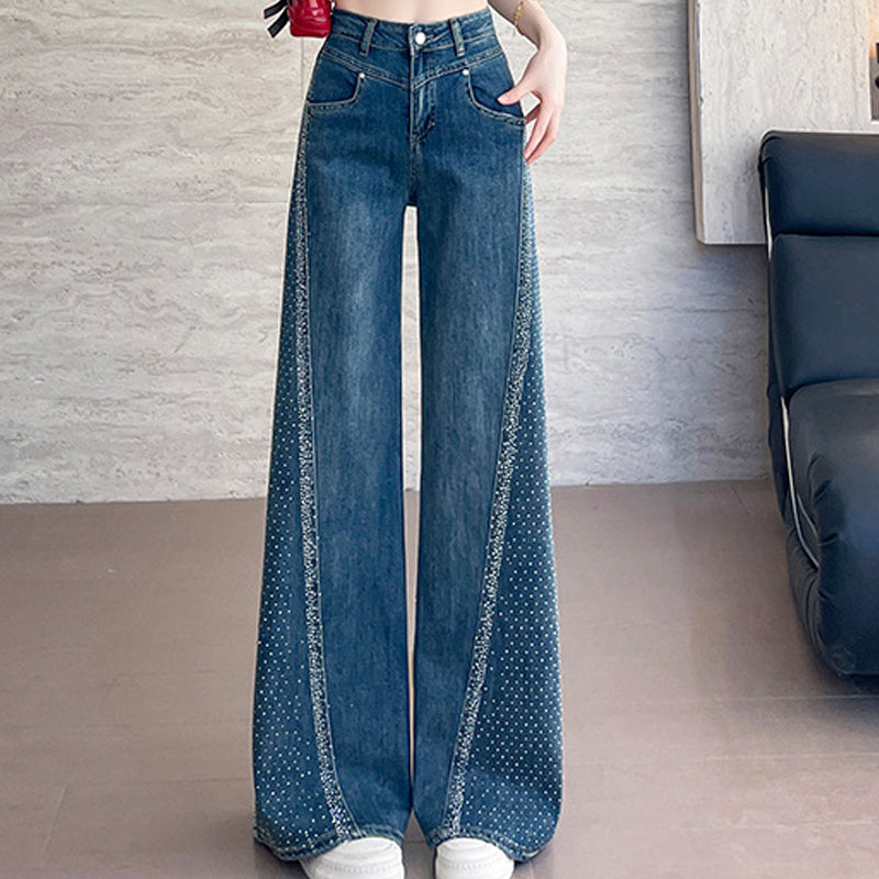 🎁2026 New Arrivals 50% OFF💥Women's Rhinestone-Embellished Wide-Leg Jeans👖