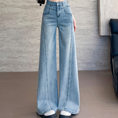 🎁2026 New Arrivals 50% OFF💥Women's Rhinestone-Embellished Wide-Leg Jeans👖