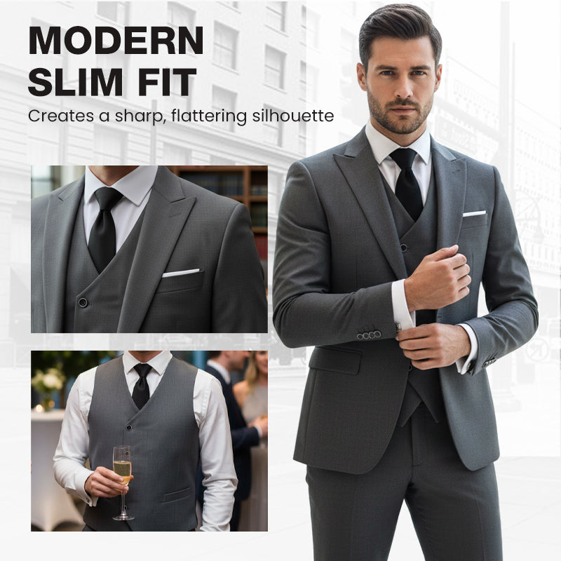 👔 50% OFF NOW! 🕴️ Men's Slim-Fit 3-Piece Suit Set – Tailored Fit, Premium Fabric & Perfect for Formal Occasions 🤵