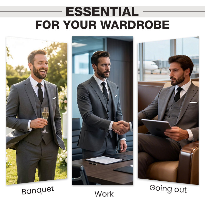 👔 50% OFF NOW! 🕴️ Men's Slim-Fit 3-Piece Suit Set – Tailored Fit, Premium Fabric & Perfect for Formal Occasions 🤵