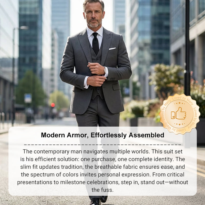 👔 50% OFF NOW! 🕴️ Men's Slim-Fit 3-Piece Suit Set – Tailored Fit, Premium Fabric & Perfect for Formal Occasions 🤵