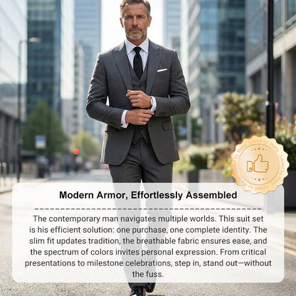 👔 50% OFF NOW! 🕴️ Men's Slim-Fit 3-Piece Suit Set – Tailored Fit, Premium Fabric & Perfect for Formal Occasions 🤵