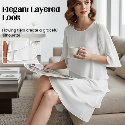 ⏰ Now only 50% off!🎁Women's Elegant Layered Ruffle Sleeve Dress – Effortless Style for Every Occasion💃