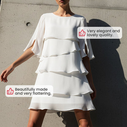 ⏰ Now only 50% off!🎁Women's Elegant Layered Ruffle Sleeve Dress – Effortless Style for Every Occasion💃