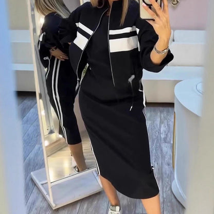 ⚡Women's Bomber Jacket & Bodycon Skirt Set