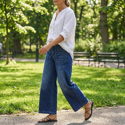 👖50% OFF NOW! ✨ Women's Casual High-Rise Wide-Leg Jeans – Tummy Control, Elongated Silhouette & All-Day Comfort 💙