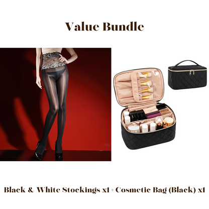🌹 Value Bundle: 8D Oil-Sheen Rose Lace Stockings + Cosmetic Bag – Sheer Glow, Delicate Lace & Perfect Gift Set 🎀