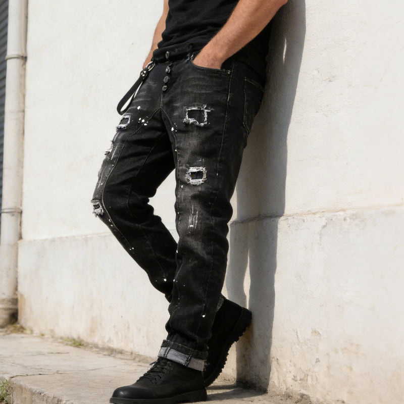 Men's Slim Fit Ripped Distressed Jeans
