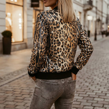 Women's Sequin Leopard Print Jacket