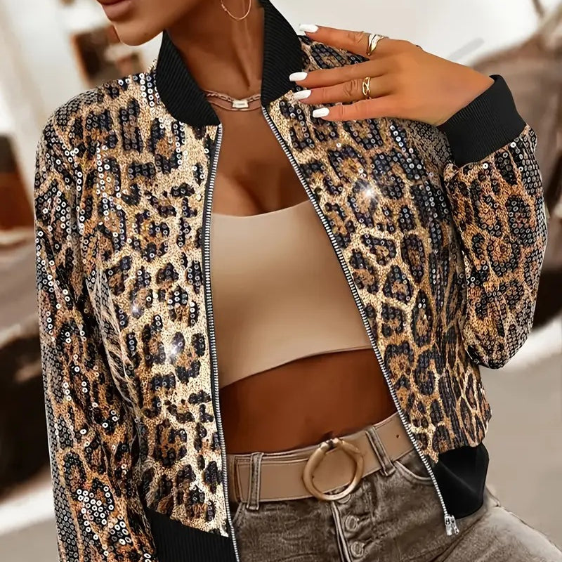Women's Sequin Leopard Print Jacket