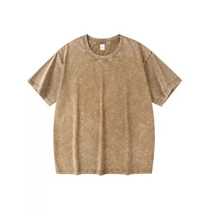 🔥Hot Sale Deals-Loose Vintage Solid Color Short Sleeve Top