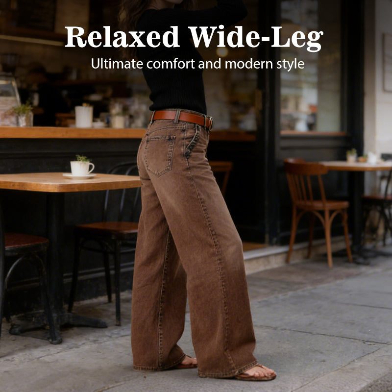 High-Waist Wide-Leg Jeans with Button Detail – Vintage Flair, Premium Washed Denim & Flattering Silhouette 👖✨