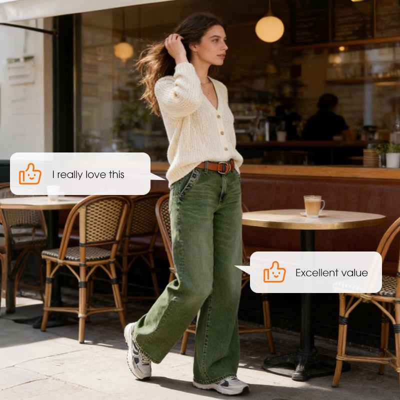 High-Waist Wide-Leg Jeans with Button Detail – Vintage Flair, Premium Washed Denim & Flattering Silhouette 👖✨