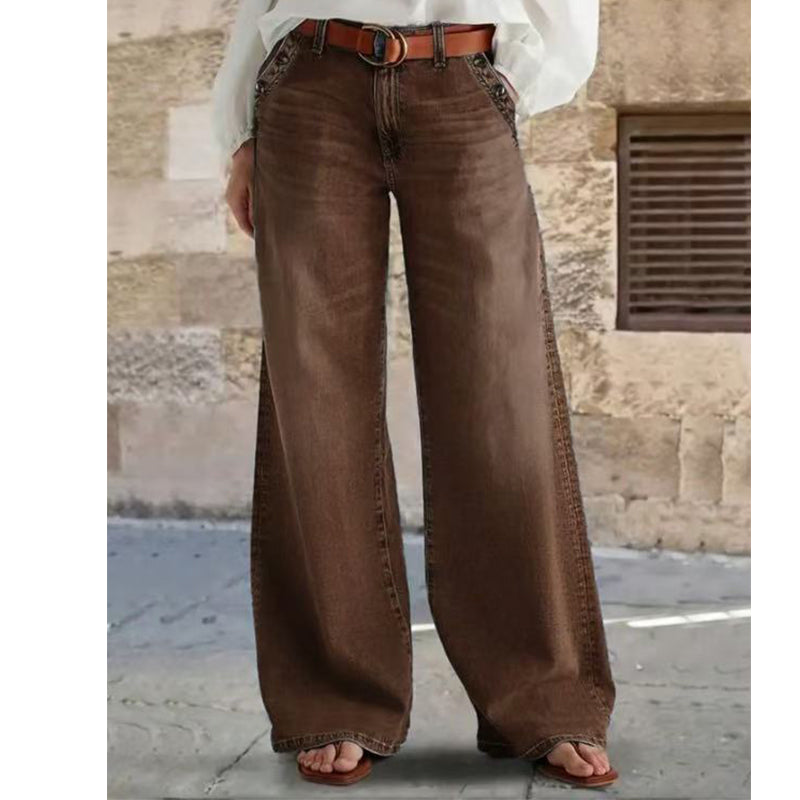 High-Waist Wide-Leg Jeans with Button Detail – Vintage Flair, Premium Washed Denim & Flattering Silhouette 👖✨