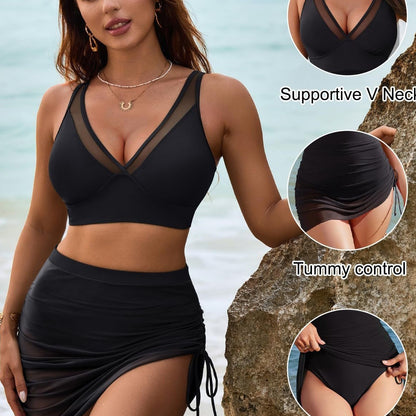Women's High Waisted Mesh Bikini Set