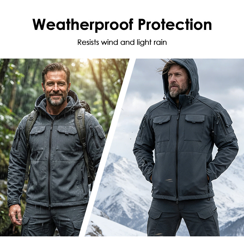 Warm Windproof Hooded Jacket and Cargo Pants Set
