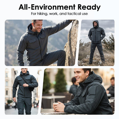 Warm Windproof Hooded Jacket and Cargo Pants Set