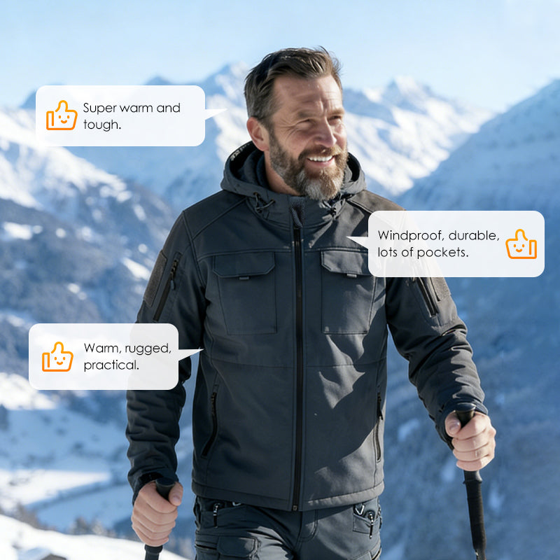 Warm Windproof Hooded Jacket and Cargo Pants Set