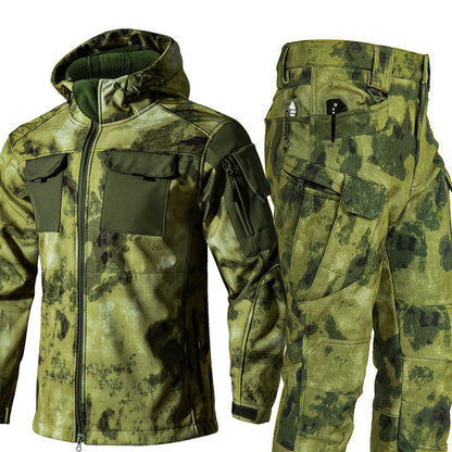 Warm Windproof Hooded Jacket and Cargo Pants Set