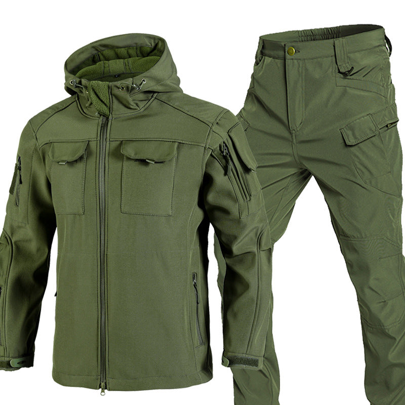 Warm Windproof Hooded Jacket and Cargo Pants Set