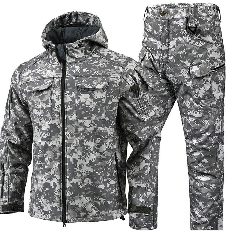 Warm Windproof Hooded Jacket and Cargo Pants Set