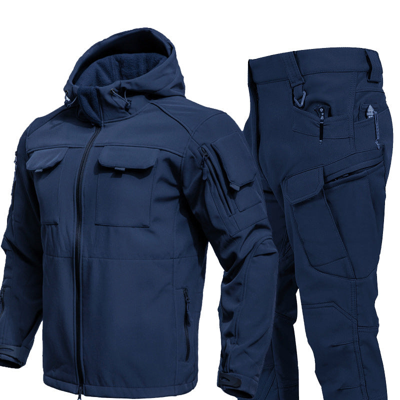Warm Windproof Hooded Jacket and Cargo Pants Set