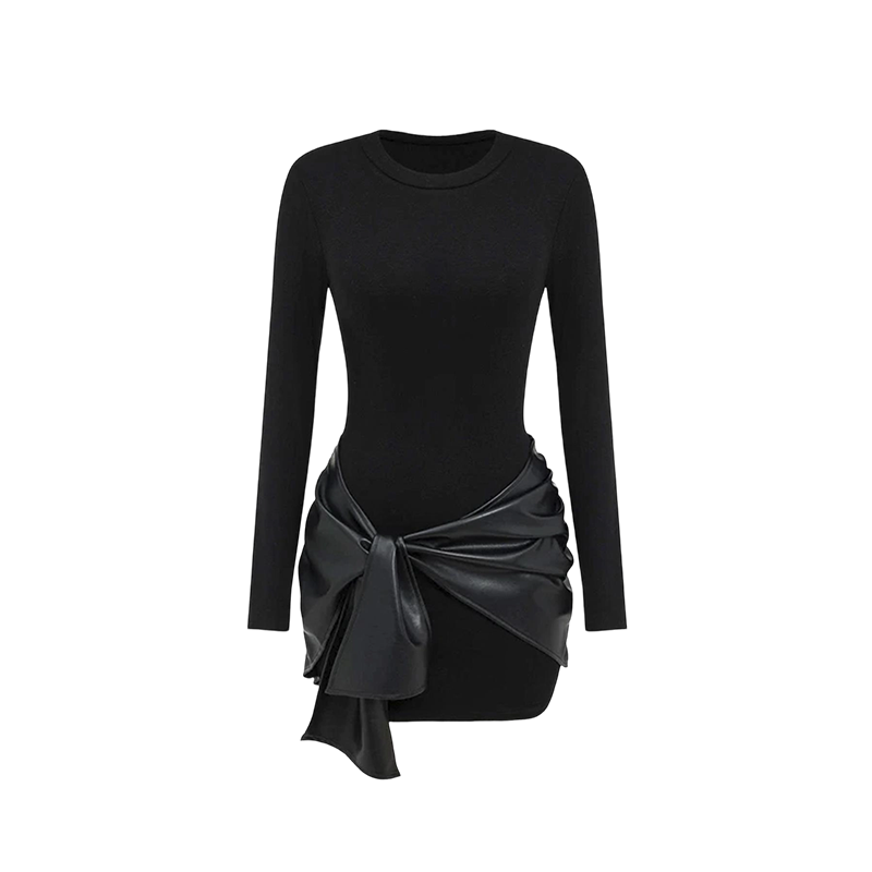 Women's Long Sleeve Tie-Waist Bodycon Dress
