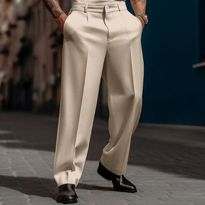 Men’s Casual Pleated Wide-Leg Pants