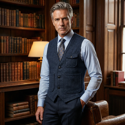 Men's Classic Herringbone Tweed Vest