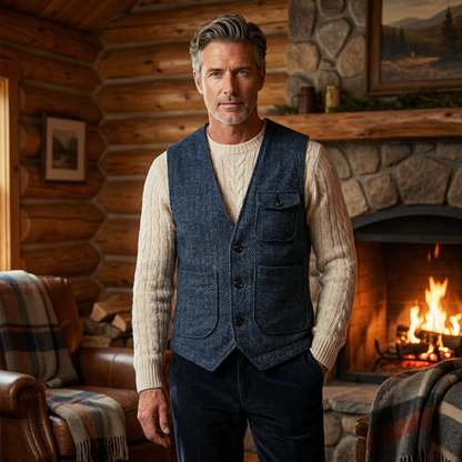 Men's Classic Herringbone Tweed Vest