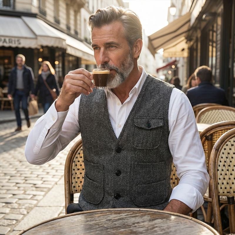 Men's Classic Herringbone Tweed Vest