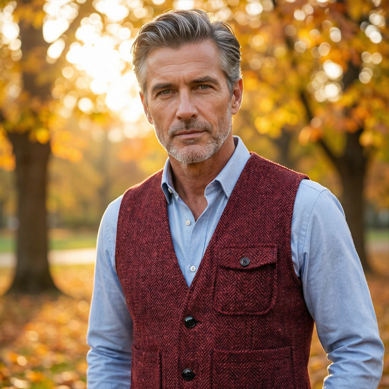 Men's Classic Herringbone Tweed Vest