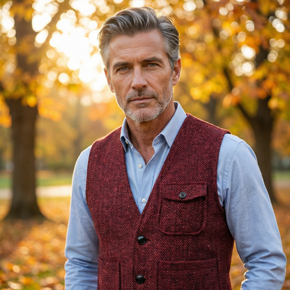 Men's Classic Herringbone Tweed Vest