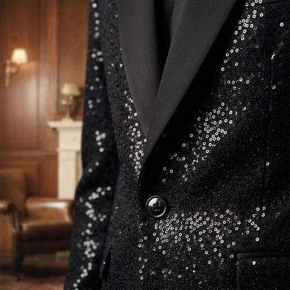 Men's Black Sparkle Tuxedo Suit Set