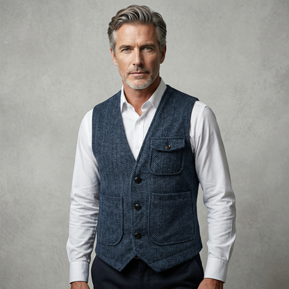 Men's Classic Herringbone Tweed Vest