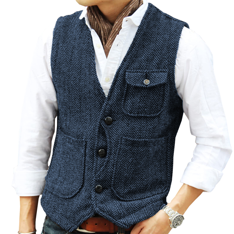 Men's Classic Herringbone Tweed Vest