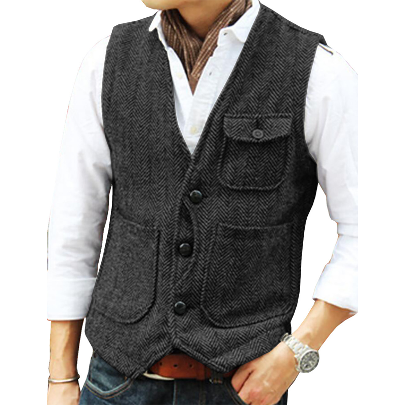 Men's Classic Herringbone Tweed Vest
