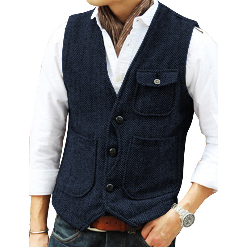 Men's Classic Herringbone Tweed Vest