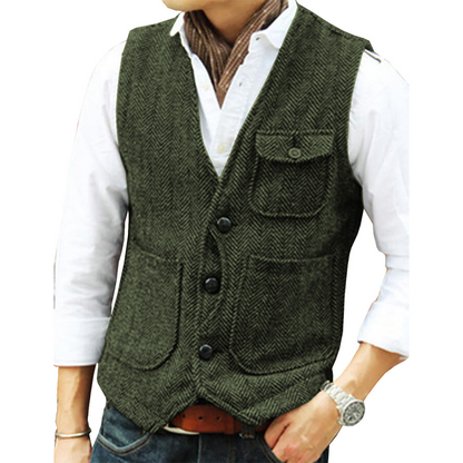 Men's Classic Herringbone Tweed Vest