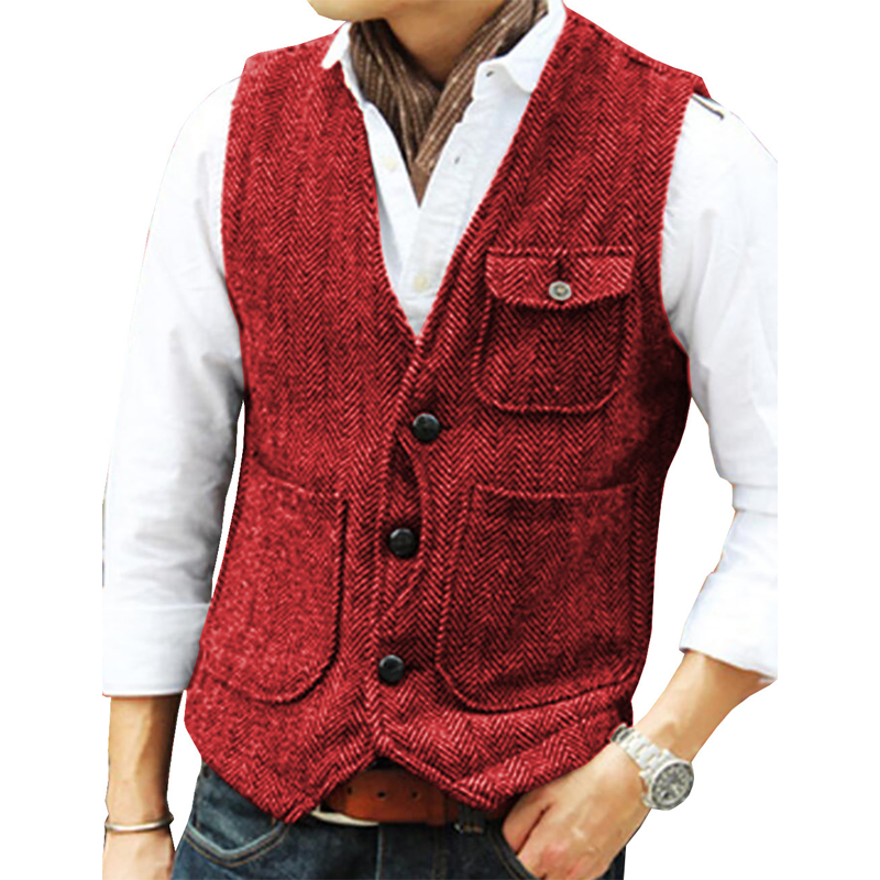 Men's Classic Herringbone Tweed Vest