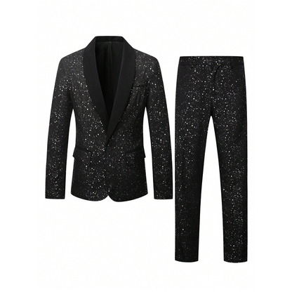 Men's Black Sparkle Tuxedo Suit Set