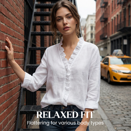📢📢50% OFF !!!⏰💞50K+ SOLD!👵🌸  Ruffle V-Neck Blouse – Soft, flattering & easy to wear. Perfect for daily elegance. 🕊️✨