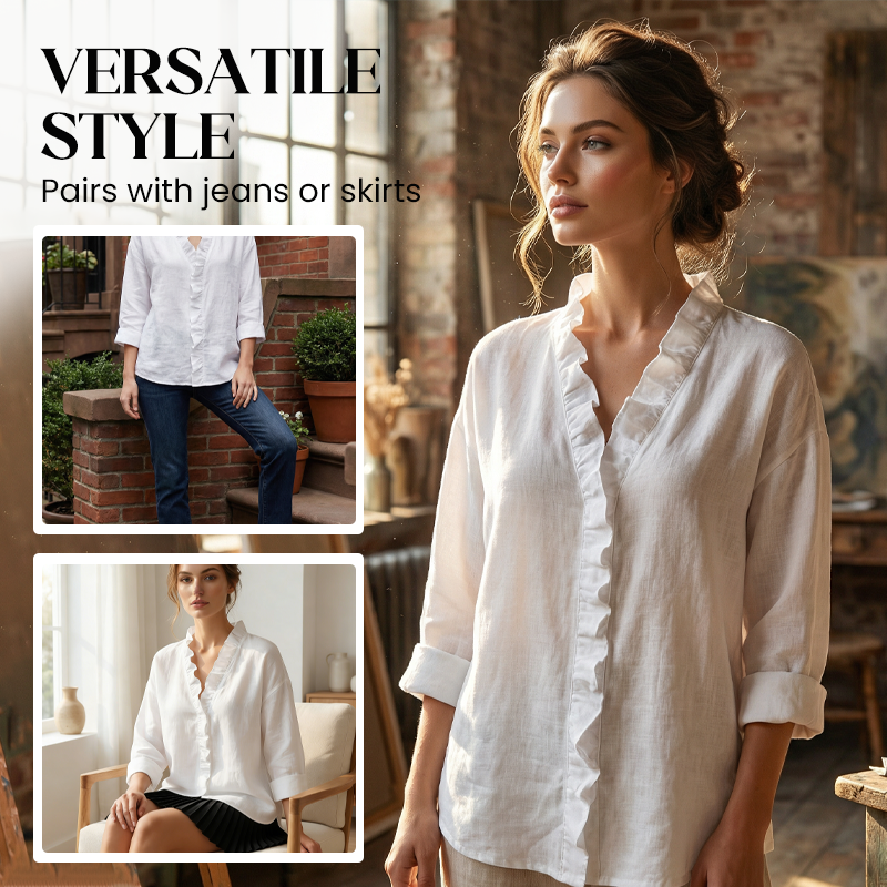 📢📢50% OFF !!!⏰💞50K+ SOLD!👵🌸  Ruffle V-Neck Blouse – Soft, flattering & easy to wear. Perfect for daily elegance. 🕊️✨