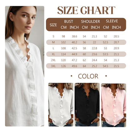 📢📢50% OFF !!!⏰💞50K+ SOLD!👵🌸  Ruffle V-Neck Blouse – Soft, flattering & easy to wear. Perfect for daily elegance. 🕊️✨