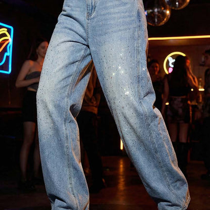 ✨Rhinestone Embellished Wide-Leg Denim Jeans