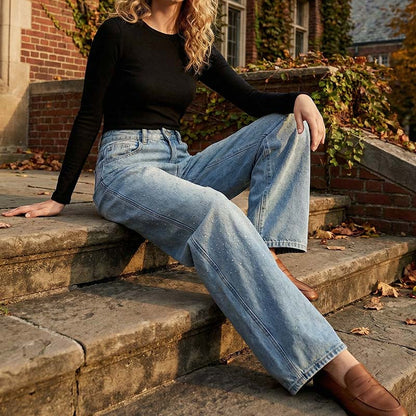 ✨Rhinestone Embellished Wide-Leg Denim Jeans