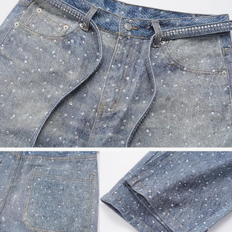 ✨Rhinestone Embellished Wide-Leg Denim Jeans