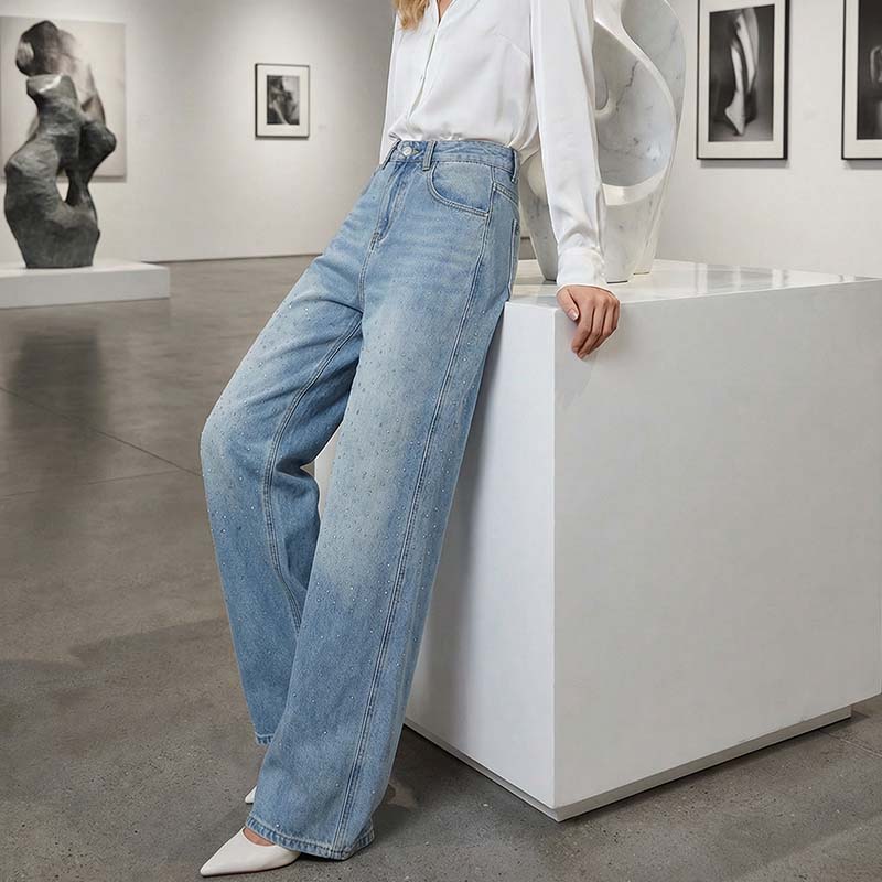 ✨Rhinestone Embellished Wide-Leg Denim Jeans